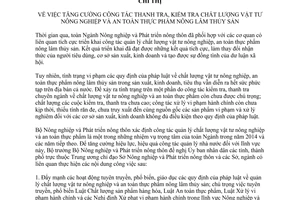 Chỉ thị 167/CT-BNN-TTr năm 2014 thanh tra chất lượng vật tư nông nghiệp an toàn thực phẩm nông lâm thủy sản