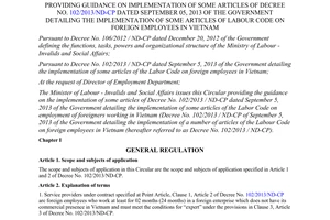 Circular No. 03/2014/TT-BLDTBXH guiding Decree No. 102/2013/ND-CP labor code on foreign