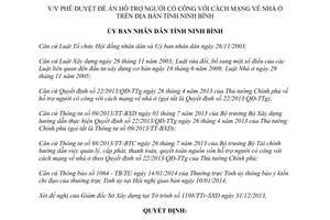 Quyết định 53/QĐ-UBND năm 2014 hỗ trợ người có công cách mạng về nhà ở Ninh Bình