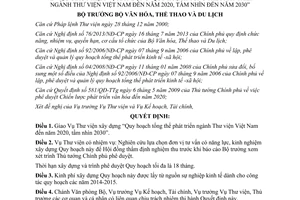 Quyết định 175/QĐ-BVHTTDL năm 2014 xây dựng Quy hoạch phát triển ngành Thư viện Việt Nam