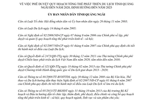 Quyết định 20/QĐ-UBND 2014 Quy hoạch tổng thể phát triển Du lịch Quảng Ngãi 2020 2025