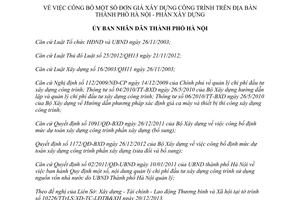 Quyết định 462/QĐ-UBND năm 2014 công bố đơn giá xây dựng công trình Hà Nội Phần Xây dựng