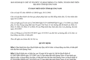 Quyết định 02/2014/QĐ-UBND Quy chế tổ chức hoạt động thôn tổ dân phố Quảng Nam