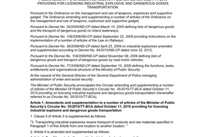 Circular No. 04/2014/TT-BCA amending No. 35/2010/TT-BCA providing for licensing industrial explosive