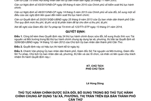 Quyết định 220/QĐ-UBND thủ tục hành chính được sửa ñổi bổ sung áp dụng xã phường Cần Thơ 2014