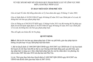 Quyết định 125/QĐ-UBND năm 2014 bãi bỏ văn bản pháp luật phổ biến giáo dục pháp luật Phú Yên