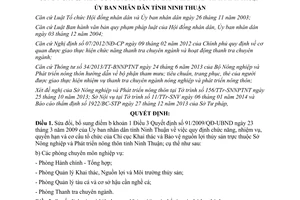 Quyết định 07/2014/QĐ-UBND sửa đổi Quyết định 91/2009/QĐ-UBND Ninh Thuận 2014