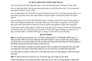 Quyết định 08/2014/QĐ-UBND sửa đổi Quyết định 53/2009/QĐ-UBND Ninh Thuận 2014