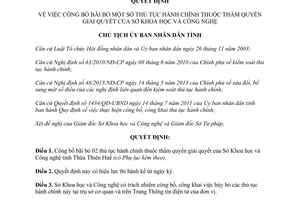 Quyết định 168/QĐ-UBND 2014 bãi bỏ thủ tục hành chính thẩm quyền Sở Khoa học Công nghệ Thừa Thiên Huế