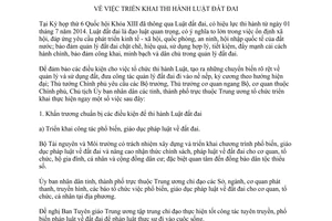 Chỉ thị 01/CT-TTg năm 2014 triển khai thi hành Luật đất đai