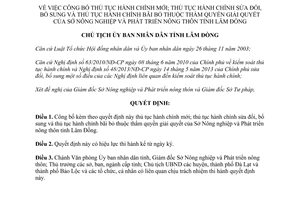 Quyết định 173/QĐ-UBND năm 2014 thủ tục hành chính thuộc thẩm quyền Sở Nông nghiệp Lâm Đồng