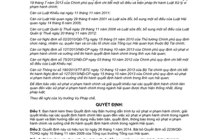 Quyết định 113/QĐ-TCHQ năm 2014 Bản hướng dẫn trình tự xử phạt VPHC hải quan