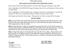 Quyết định 141/QĐ-UBND năm 2014 thủ tục hành chính Ủy ban nhân dân cấp huyện Tiền Giang