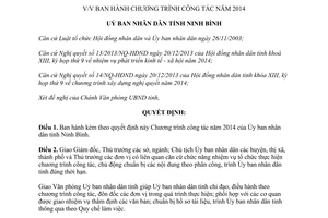 Quyết định 56/QĐ-UBND Chương trình công tác Ninh Bình 2014