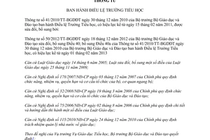 Văn bản hợp nhất 03/VBHN-BGDĐT Thông tư 41/2010/TT-BGDĐT và 50/2012/TT-BGDĐT