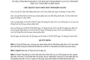 Quyết định 198/QĐ-UBND 2014 Danh mục văn bản hết hiệu lực Kiên Giang