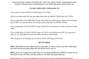 Quyết định 09/2014/QĐ-UBND trình tự thủ tục soạn thảo thẩm định ban hành văn bản pháp luật Long An