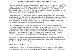 Kế hoạch 05/KH-UBND phòng chống dịch bệnh Thái Bình 2014