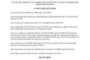 Quyết định 320/QĐ-UBND 2014 tỷ lệ phân chia nguồn thu xử phạt vi phạm hành chính Hà Tĩnh