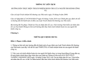 Thông tư liên tịch 04/2014/TTLT-BTP-TANDTC-VKSNDTC trách nhiệm hoàn trả của người thi hành công vụ