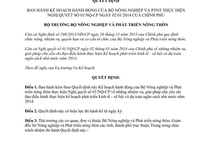 Quyết định 139/QĐ-BNN-KH 2014 kế hoạch thực hiện 01/NQ-CP Bộ Nông nghiệp phát triển nông thôn