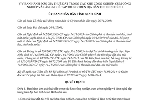 Quyết định 02/2014/QĐ-UBND đơn giá thuê đất khu công nghiệp làng nghề tập trung Ninh Bình