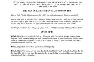 Quyết định 255/QĐ-UBND 2014 thủ tục hành chính sửa đổi áp dụng tại quận huyện Cần Thơ