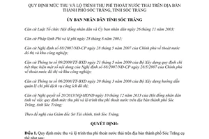 Quyết định 03/2014/QĐ-UBND lộ trình thu phí thoát nước thải Sóc Trăng