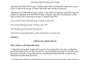 Văn bản hợp nhất 11/VBHN-BCT năm 2014 hợp nhất Nghị định phát triển quản lý chợ