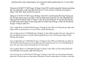 Văn bản hợp nhất 04/VBHN-BCT năm 2014 hợp nhất hướng dẫn nhập khẩu xe gắn máy phân khối lớn