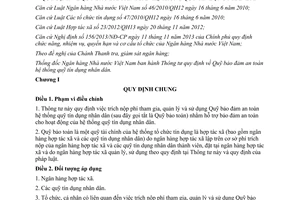 Thông tư 03/2014/TT-NHNN Quỹ bảo đảm an toàn hệ thống quỹ tín dụng nhân dân