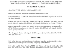 Quyết định 03/2014/QĐ-UBND hoạt động tư vấn phản biện giám định Hội Khoa học Kỹ thuật Bình Phước