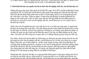 Kết luận 86-KL/TW thu hút tạo nguồn cán bộ từ sinh viên xuất sắc cán bộ khoa học trẻ
