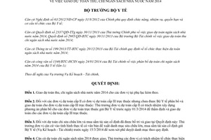 Quyết định số 352/QĐ-BYT giao dự toán thu chi ngân sách nhà nước năm 2014 Bộ Y tế