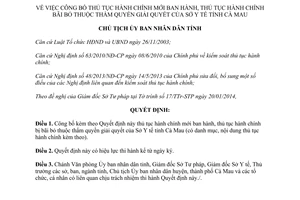 Quyết định 128/QĐ-UBND 2014 thủ tục hành chính mới bãi bỏ Sở Y tế Cà Mau