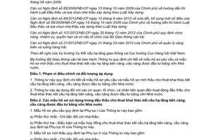 Thông tư 01/2014/TT-BGTVT mẫu hồ sơ mời thầu cho thuê khai thác kết cấu hạ tầng bến cảng vốn Nhà nước