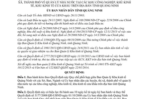 Quyết định 222/QĐ-UBND năm 2014 Quy chế phối hợp Ban Quản lý Khu kinh tế với Ủy ban Quảng Ninh