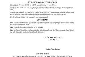 Quyết định 244/QĐ-UBND năm 2014 Chương trình xây dựng Quyết định Chỉ thị Bắc Kạn