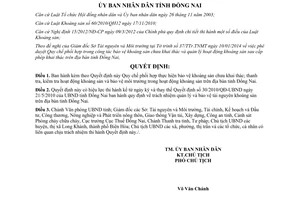 Quyết định 270/QĐ-UBND năm 2014 phối hợp thanh tra bảo vệ khoáng sản Đồng Nai