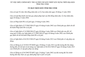 Quyết định 05/2014/QĐ-UBND mức thu lệ phí cấp giấy phép xây dựng Trà Vinh