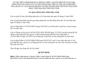 Quyết định 06/2014/QĐ-UBND phí bảo vệ môi trường nước thải sinh hoạt Trà Vinh