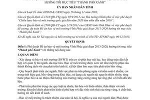 Quyết định 335/QĐ-UBND Đề án bảo vệ môi trường Vĩnh Phúc hướng tới mục tiêu Thành phố Xanh