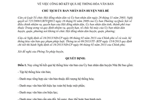 Quyết định 49/QĐ-UBND hệ thống hóa văn bản do huyện Nhà Bè Hồ Chí Minh 2014
