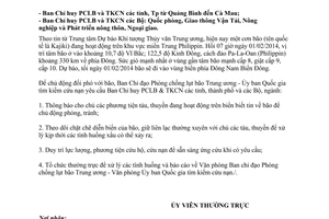 Công điện 02/CĐ-TW năm 2014 chủ động đối phó với bão Kajiki