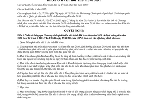 Nghị quyết 26/2014/NQ-HĐND Chương trình phát triển nhà ở Hà Nam 2020 2030