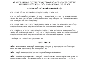 Quyết định 06/2014/QĐ-UBND Quy chế Quản lý hoạt động tổ chức phi chính phủ nước ngoài Hà Nội