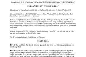 Quyết định 02/2014/QĐ-UBND quy định dạy học thêm Đồng Tháp