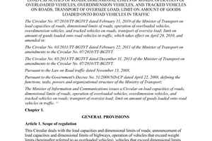 Integrated document No. 06/VBHN-BGTVT load capacities dimensional limits overloaded vehicles tracked vehicles