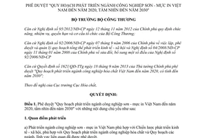 Quyết định 1008/QĐ-BCT 2014 Quy hoạch phát triển ngành công nghiệp sơn mực in đến 2020