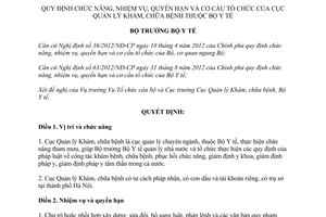 Quyết định 458/QĐ-BYT năm 2014 chức năng nhiệm vụ quyền hạn tổ chức Cục Quản lý khám chữa bệnh